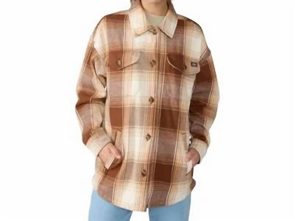 NEW DICKIES flannel shacket in brown